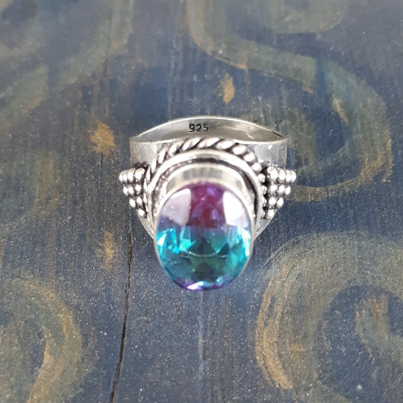 New Bi-Color Tourmaline 925 Silver Ring. - Picture 3 of 9